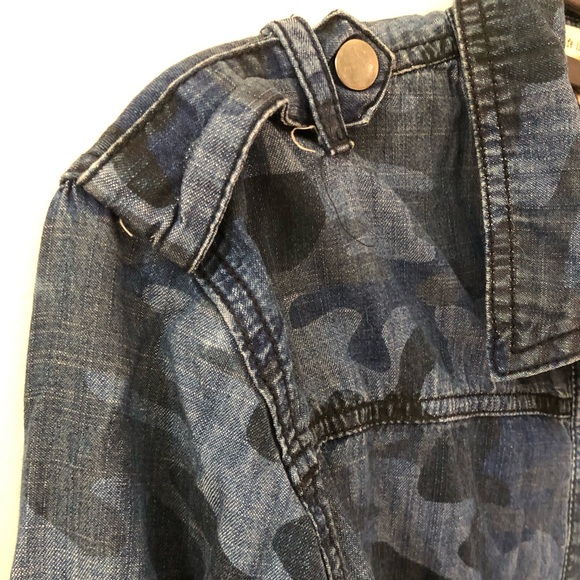 Life in Progress Blue Camouflage Military Army Snap Button-Up Shirt Size XS - Picture 3 of 6